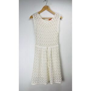 Joe Fresh Dress Women's Medium Crochet Knit Ivory Sleeveless Lined‎ Boho